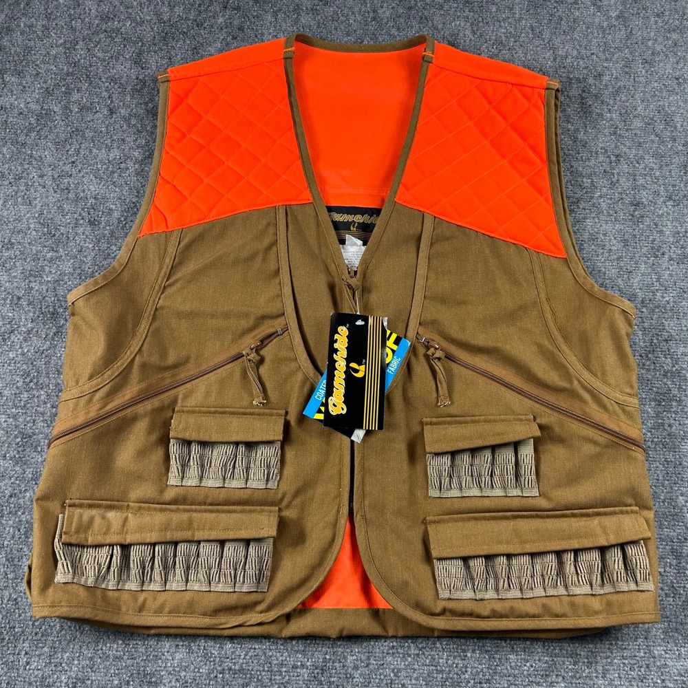 Gamehide Pheasant Vest Mens L Brown Orange Hunting Shooting Game Bag Shell Loops